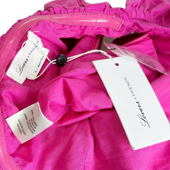 LOVERS + FRIENDS Elsie Off-Shoulder Linen Blend Mini Dress, Magenta, XS - Picture 12 of 12